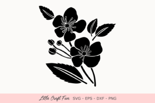 Cherry Flowers Silhouette: Premium Graphics for Crafts & Branding
