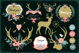 Deers, Antlers Flowers Design Bundle: A Versatile Illustration for Branding