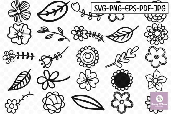 Doodle Flowers Graphics for Crafts and Content
