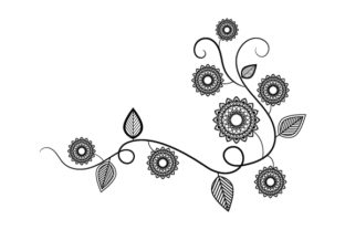 Flowers on Vine mandala Style for Crafts and Mandalas
