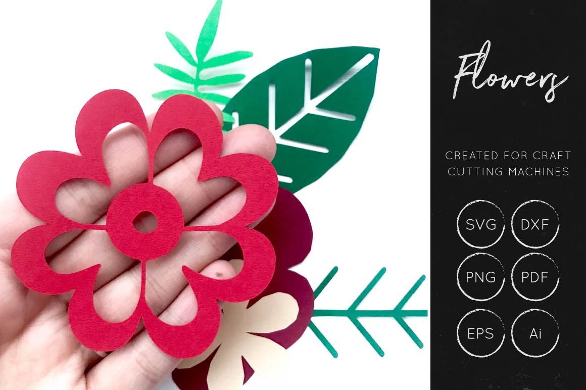 Layered Flower Cut File: 3D SVG for Paper Flowers Branding