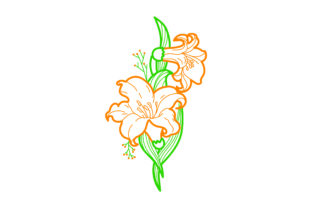 Orange Flowers Embellishment Outline for Spring Crafts