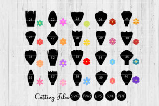 Paper Flowers Templates Bundle 21 to 40 for Graphics and Crafts