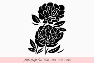 Peonies Flowers Silhouette Graphics for Crafts & Content
