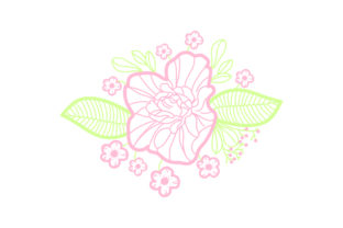 Purple Flowers Embellishment Outline - Light Colors for Spring Crafts