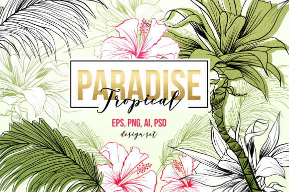 Tropical Paradise Design Set: A Crafters’ Graphic Asset for Vibrant Projects